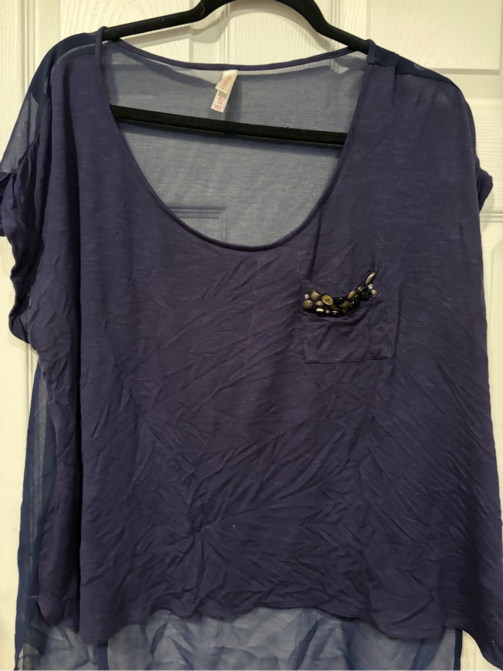 Xhilaration Navy Beaded Pocket Crop Top